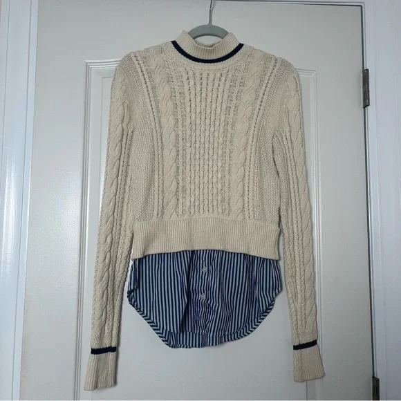 Veronica Beard Fritz Mixed Media High Neck Cable Knit Sweater‎ Size XS - Picture 3 of 4